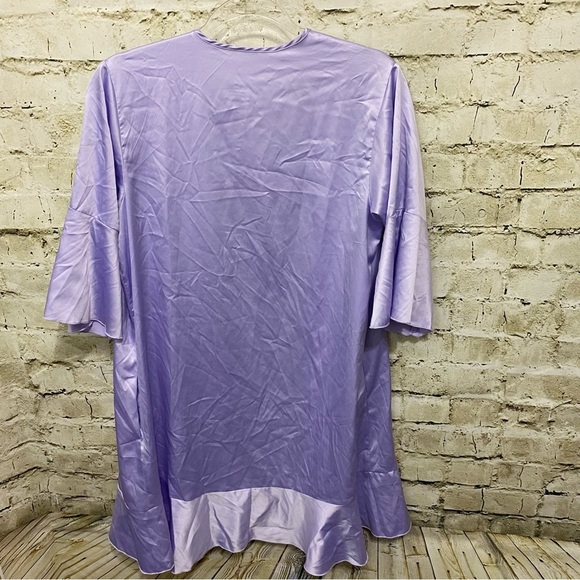 Sioro Purple Satin Silky Feel Flutter Sleeve Robe - Picture 2 of 3